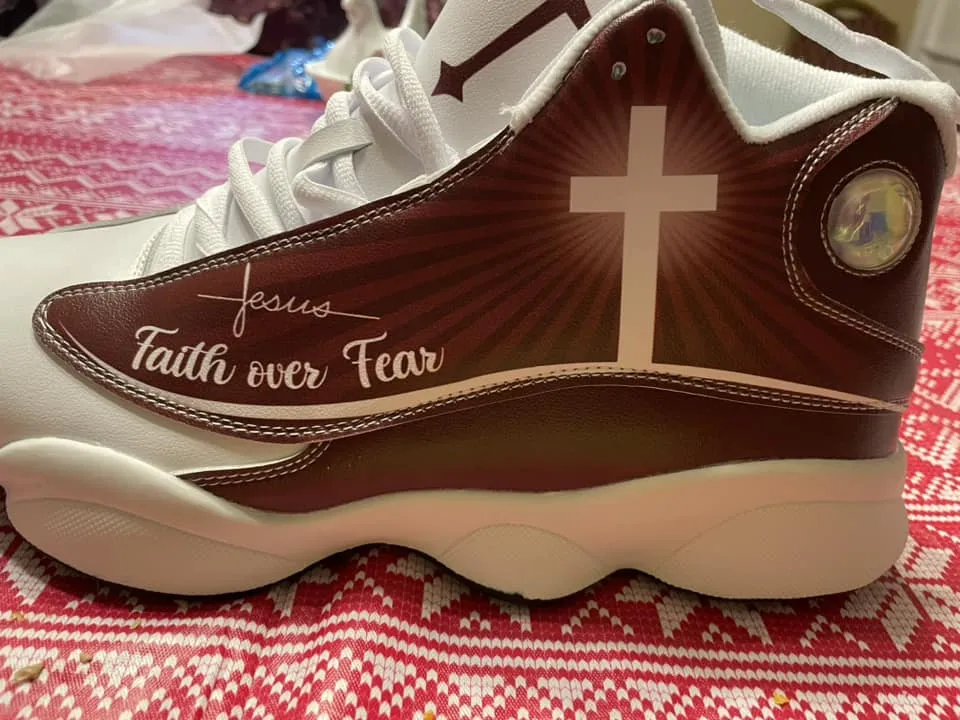 Teesdily | Christian Warrior Basketball Shoes, A Child Of God Jesus Cross Running Shoes, Jesus Basketball Shoes With Thick Soles, Jesus Warrior Gift