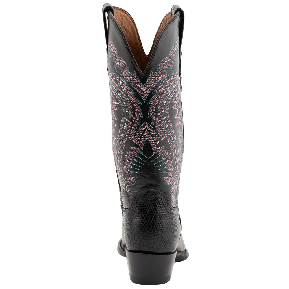 Teju Lizard Embroidered Snip Toe Cowboy Boots