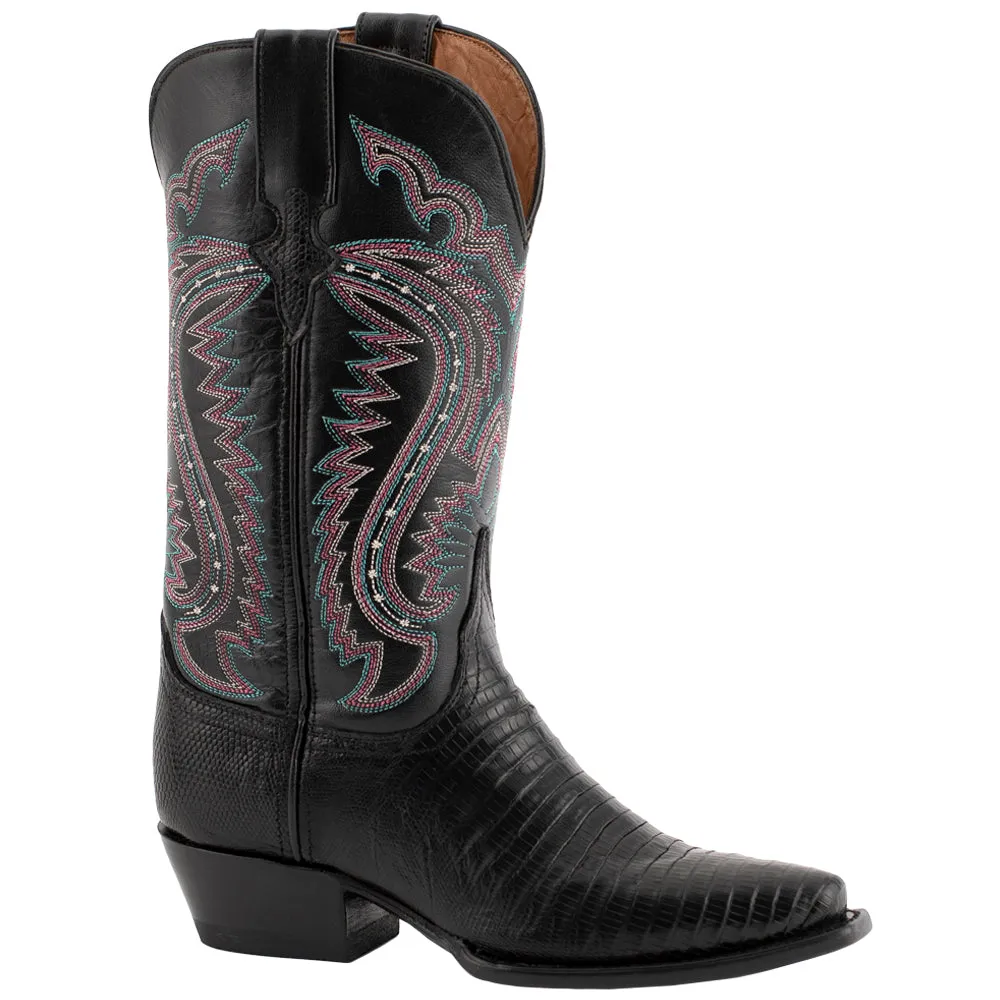 Teju Lizard Embroidered Snip Toe Cowboy Boots