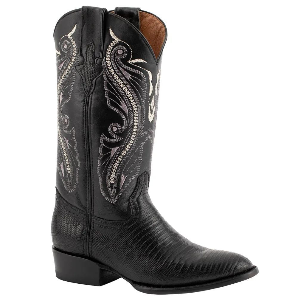 Teju Lizard Round Toe Cowboy Boots