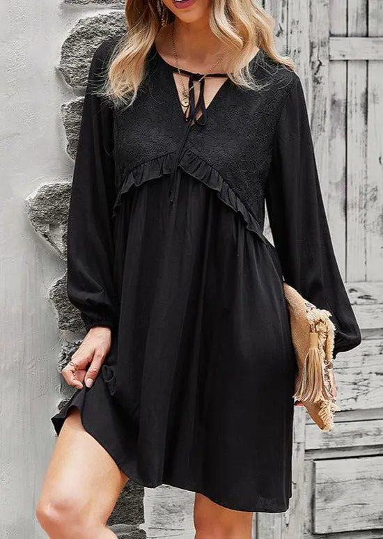 Tie Neck Tunic Dress