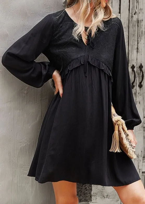 Tie Neck Tunic Dress