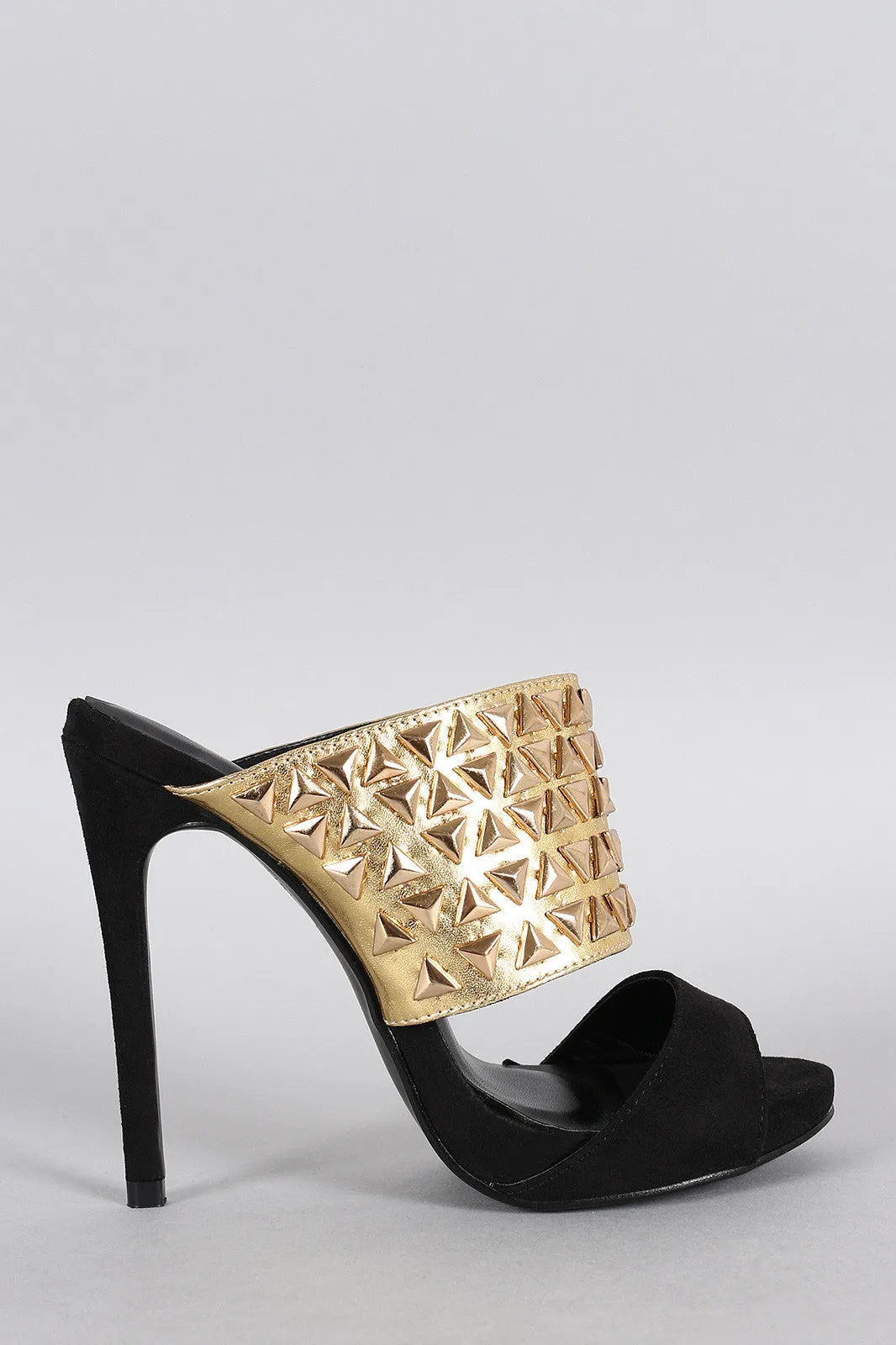 Two Tone Studded Open Toe Heel