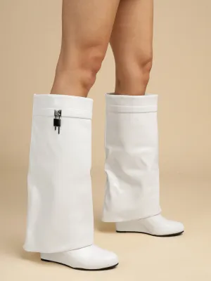 White PU High-End-Fashion Stylish Knee Boots (TC-RS3670-WHT)