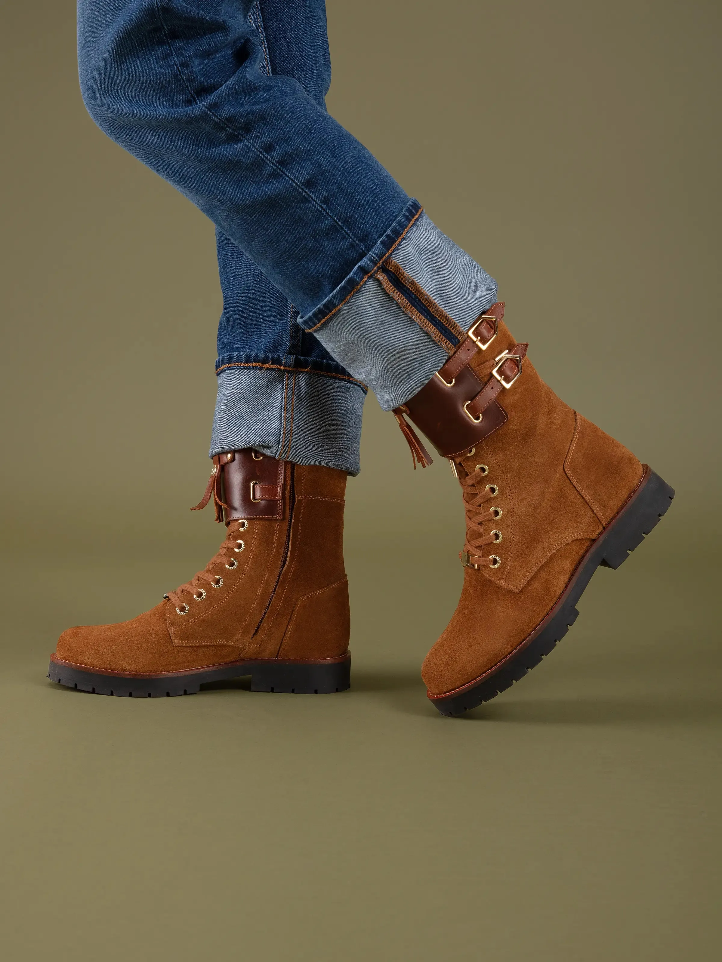 Windsor Combat Boot - Tan Suede