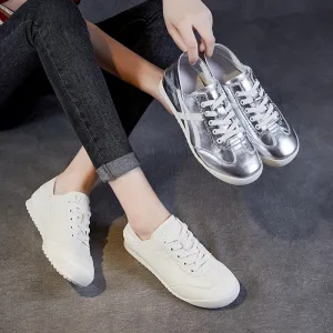 Women Fashion Soft Leather Casual Trainers Sneakers