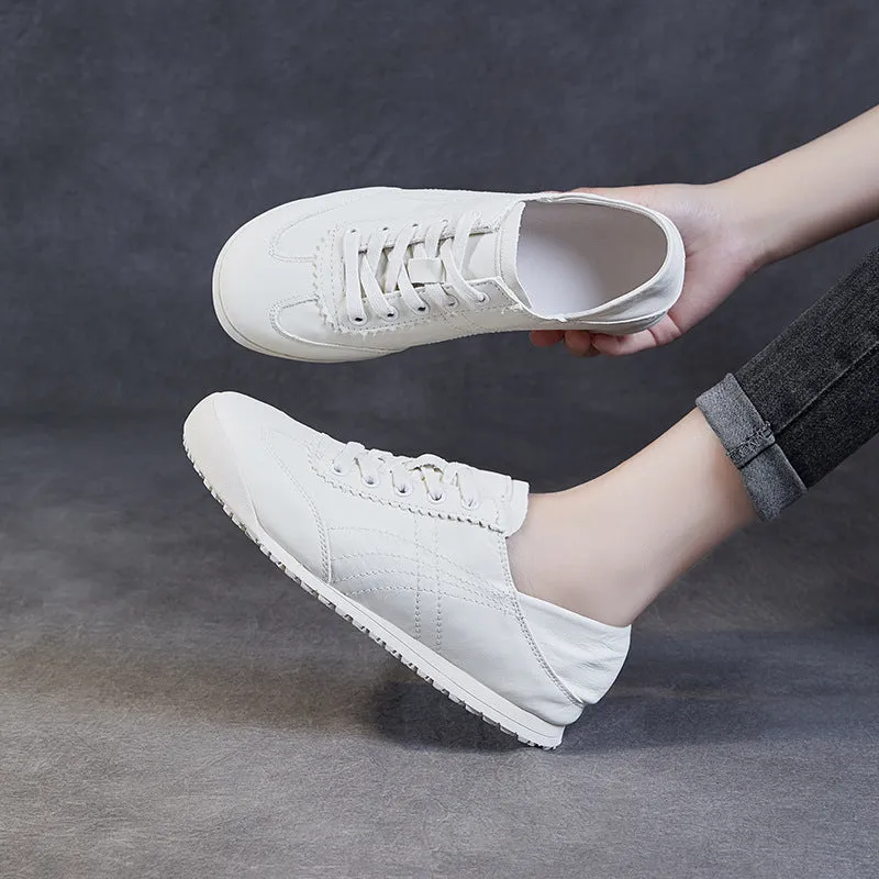 Women Fashion Soft Leather Casual Trainers Sneakers