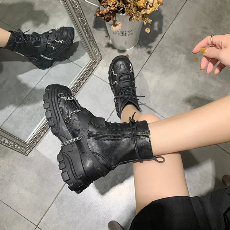 Women Shoes Platform Boots Punk Gothic for Women Boots Combat Ladies