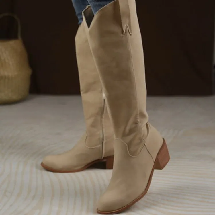 Women's Round Toe Cowboy Knight Boots