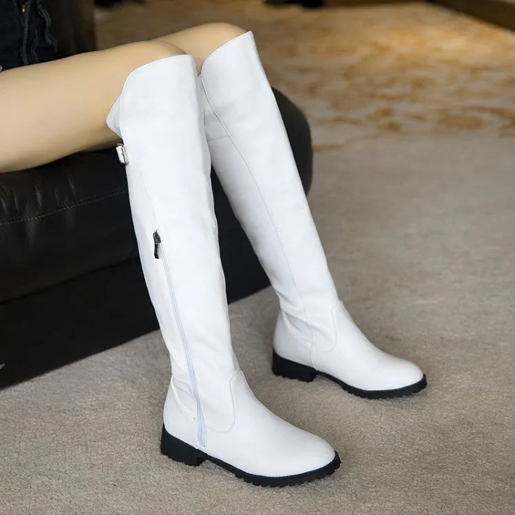 Women's Zipper Buckle Belt Knee High Boots