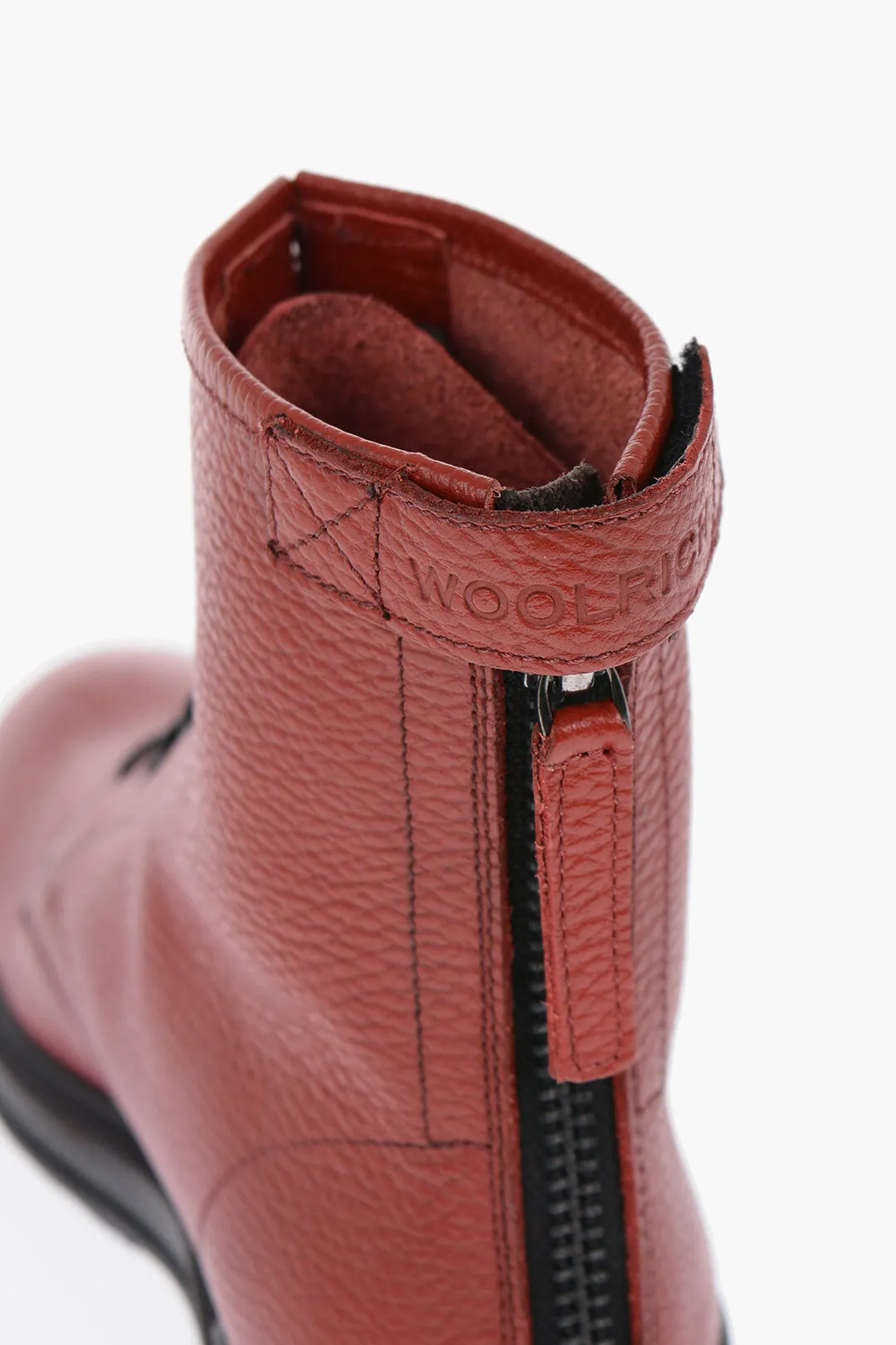 Woolrich Textured Leather Combat Boots with Back Zip