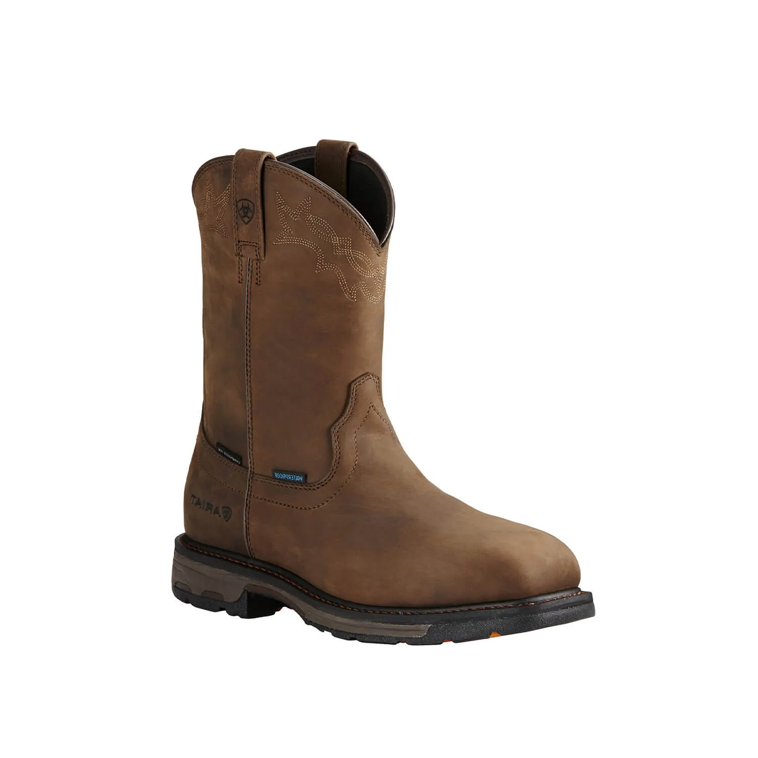 WorkHog Composite-Toe Waterproof Wellington Work Boot Brown