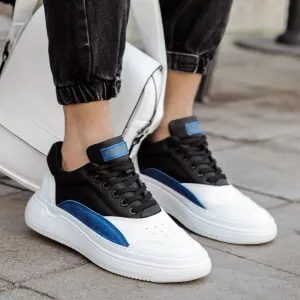 xiangtuibao Men's Sneakers White and Black Color Lace Up Non Leather Summer Autumn Seasons Mixed Color Casual Vulcanized Material Blue Detail Orthopedic Comfortable Fashion Wedding Lightweight Breathable Trend CH115 V6