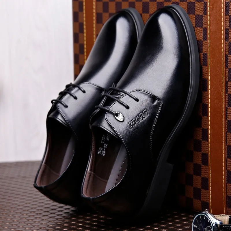 Yeknu Classic Business Formal Black For Men Wedding Lace up Designer Leather Breathable Casual Round Toe Shoes 1307-18