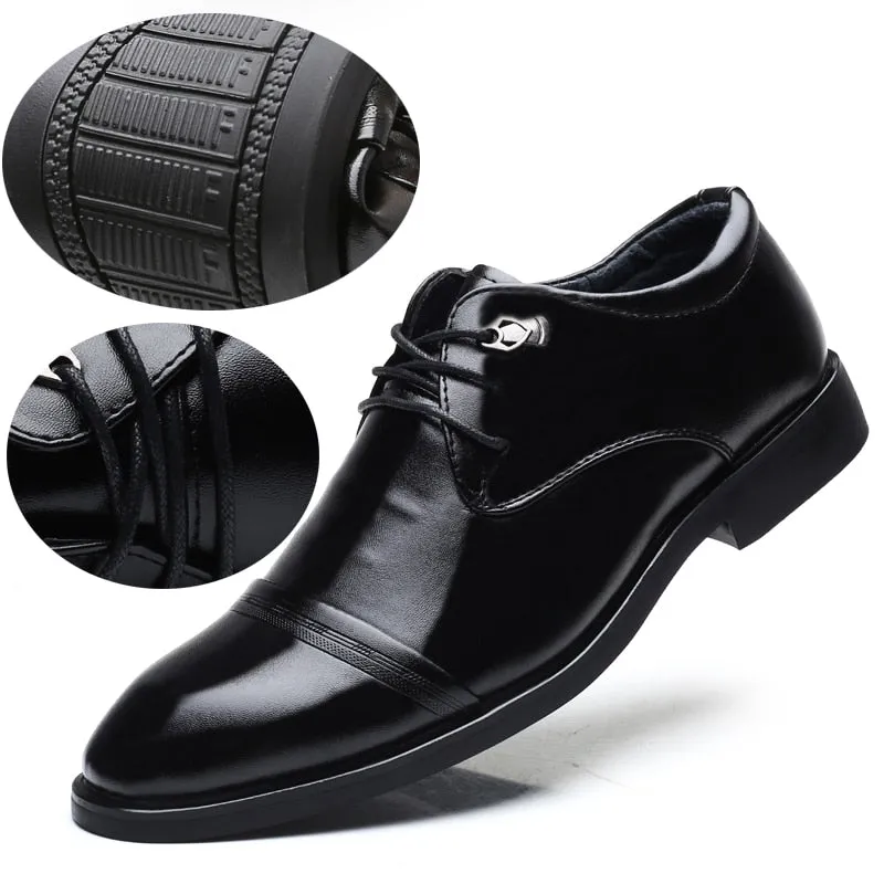 Yeknu Size 37-44 Holfredterse Luxury Black Formal Leather Mens Flat Oxfords Nightclubs Lace up Pointed Toe Wedding Boutique Shoes 1365