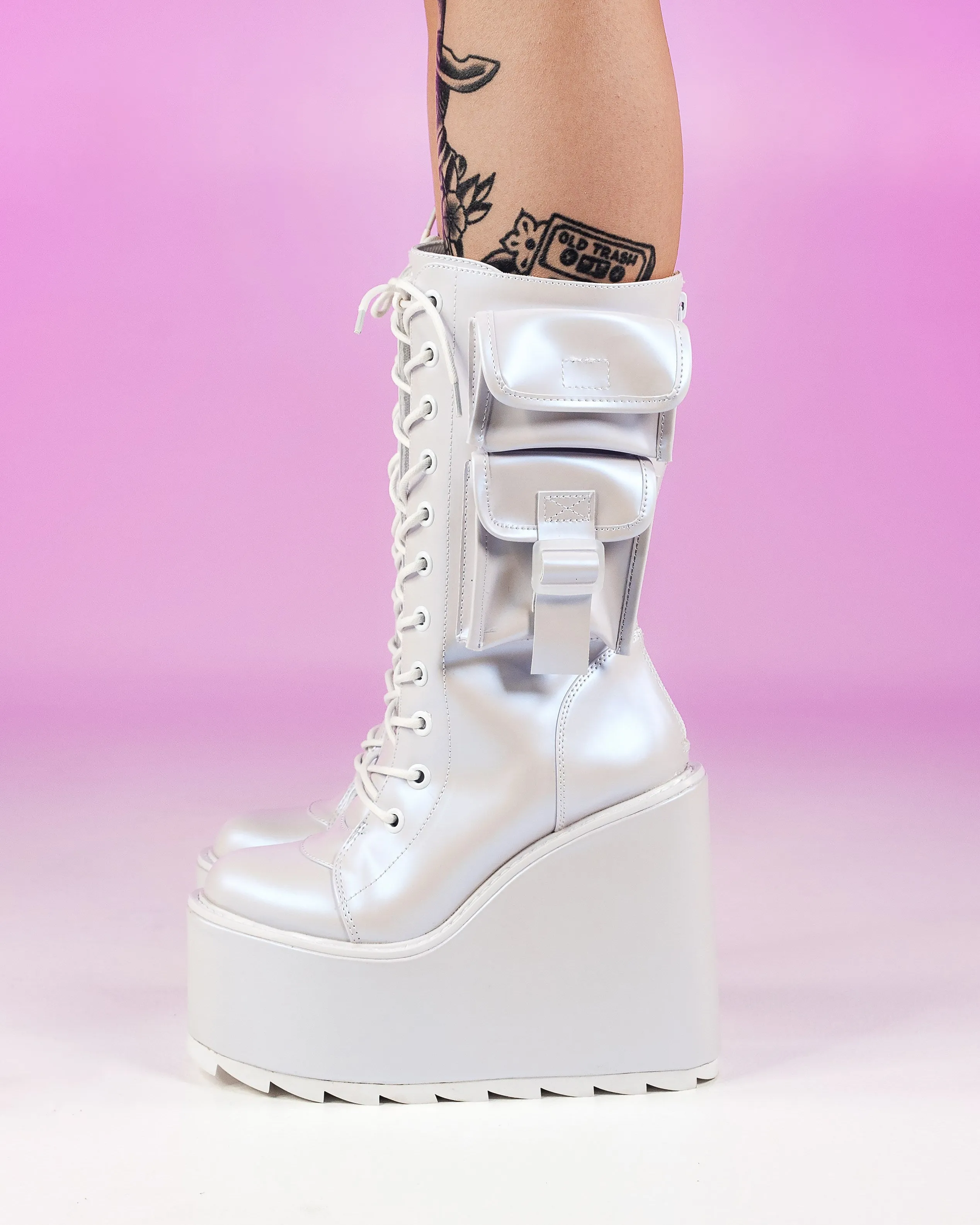 YRU Dune Desert Pearl White Platform Shoes