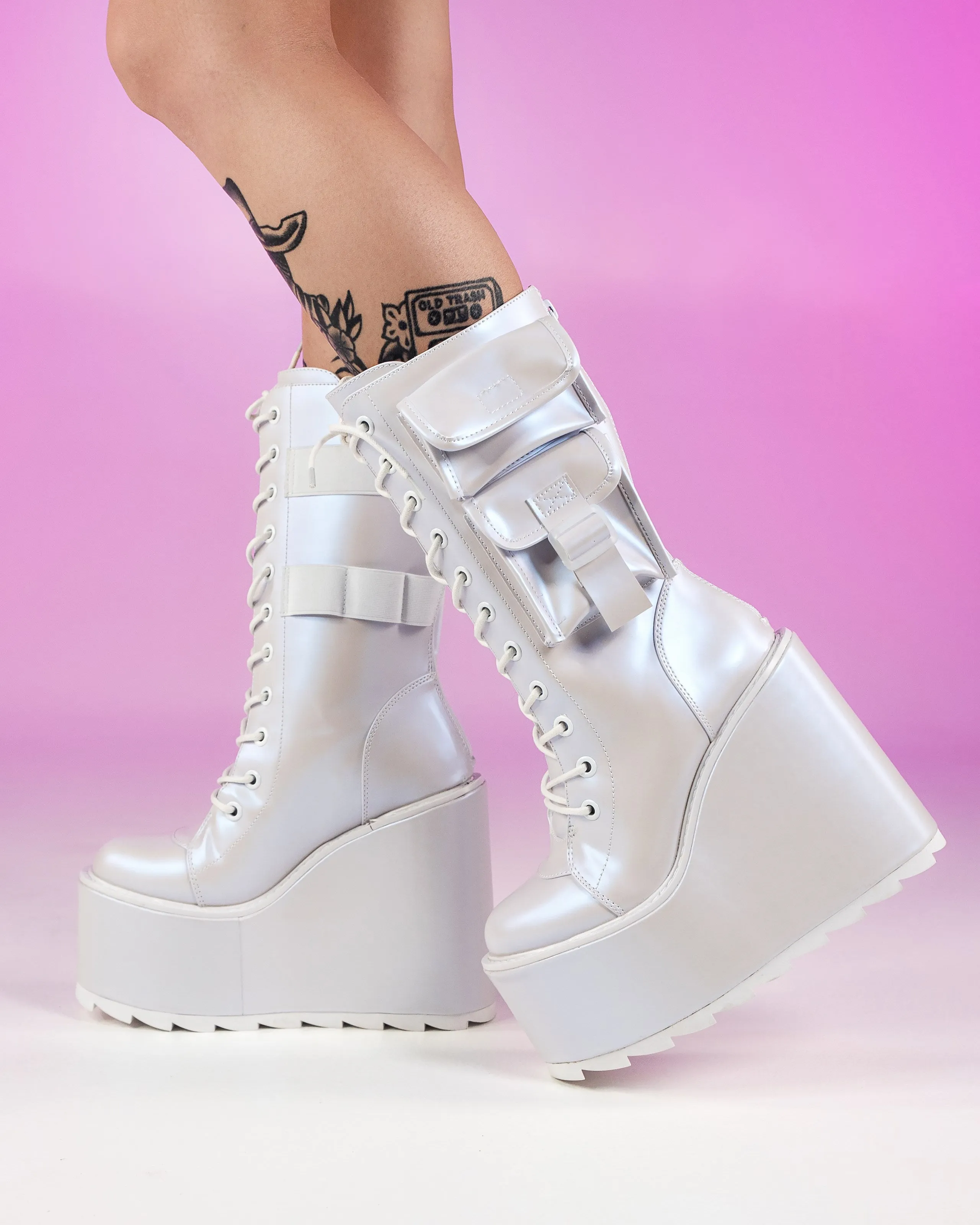 YRU Dune Desert Pearl White Platform Shoes