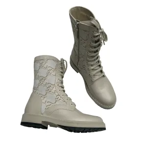 Zucca FF Logo Leather Combat Boots