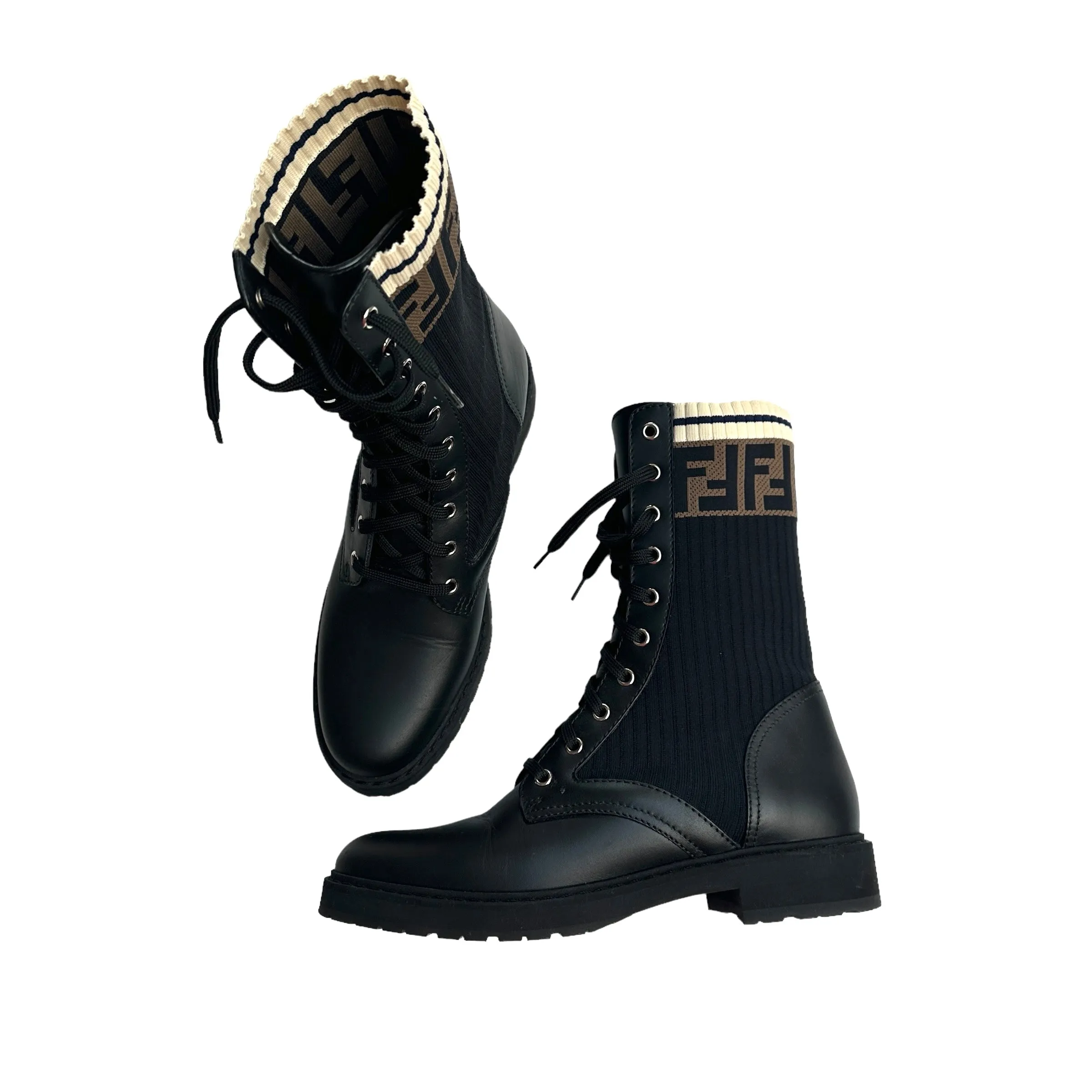 Zucca Logo Printed Combat Boots - 10