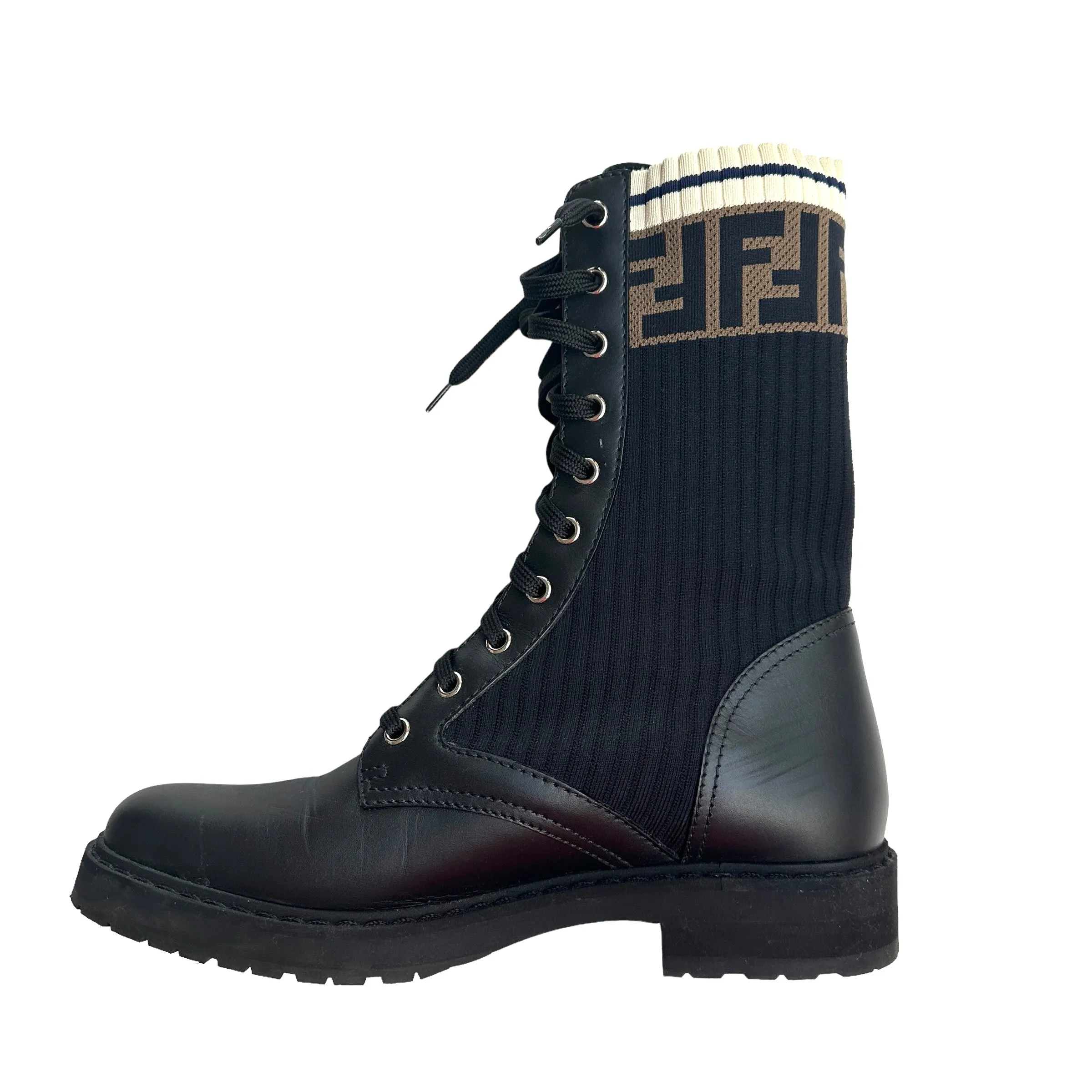 Zucca Logo Printed Combat Boots - 10