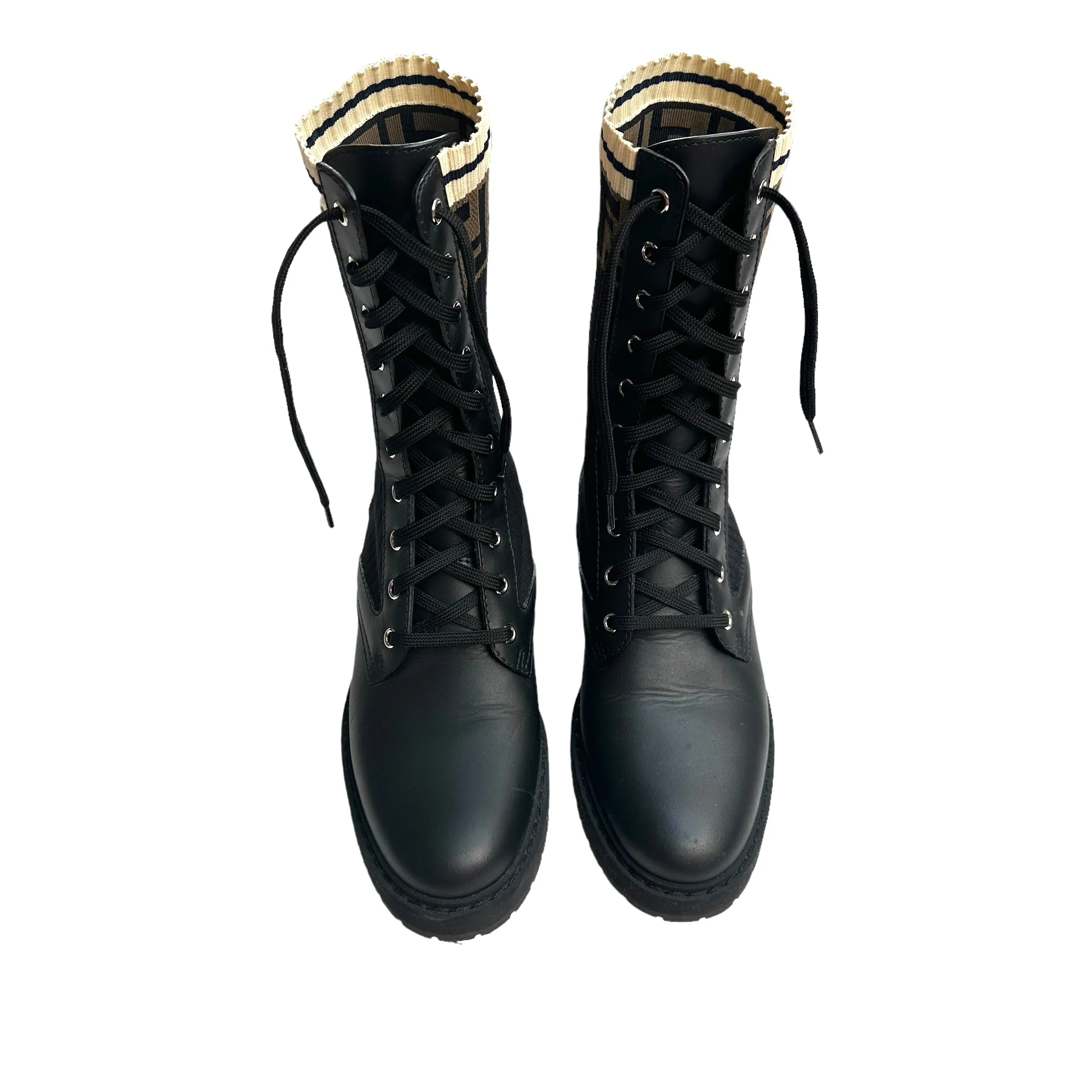 Zucca Logo Printed Combat Boots - 10