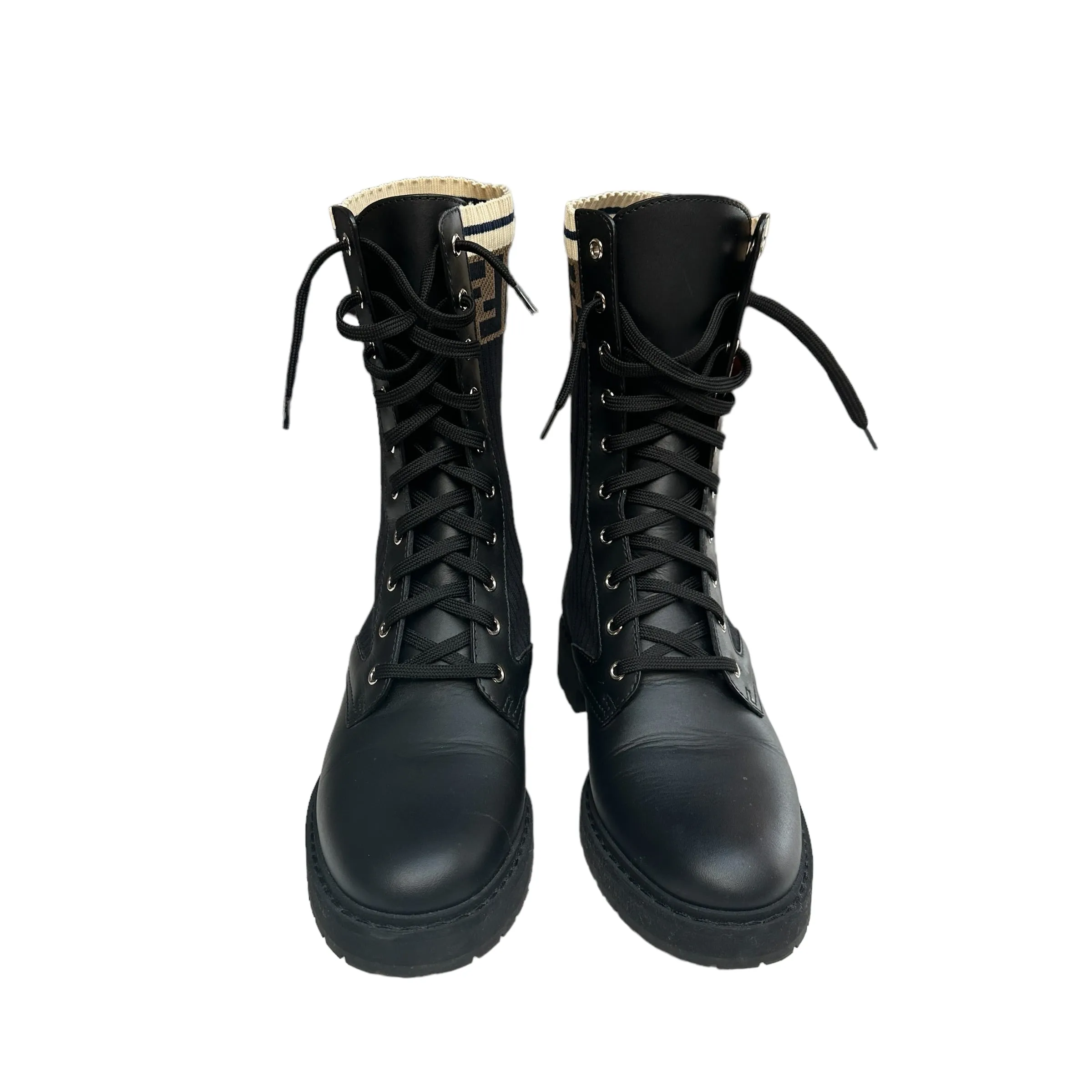 Zucca Logo Printed Combat Boots - 10